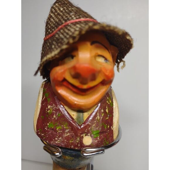 European Man In Cloth Fabric Hat Bottle Stopper Vintage Cork Barware Quirky Cute - Picture 2 of 5